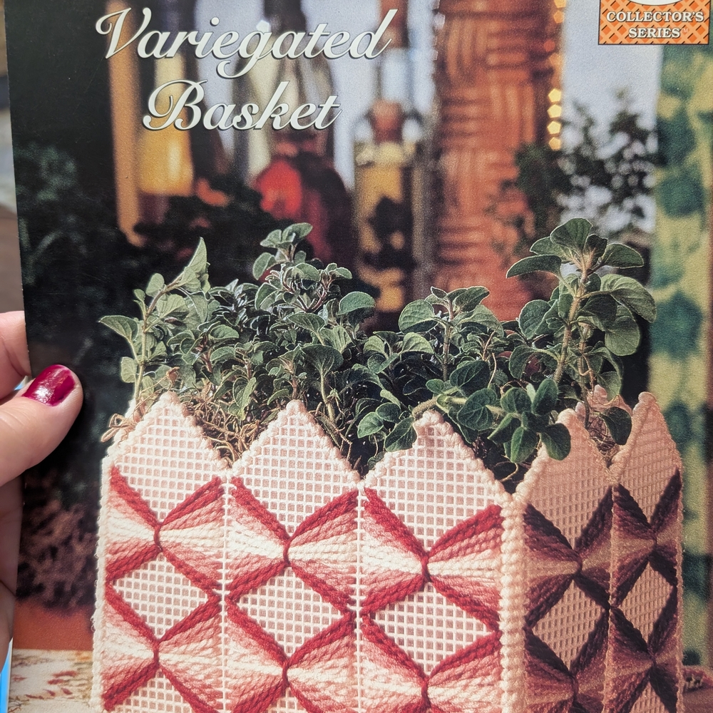 Handcrafted Variegated Basket with Pink and Cream Design